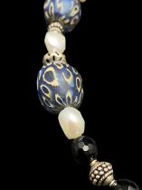 Tribal Silver with Pearls, Faceted Onyx and Painted Beads - CBD54 1