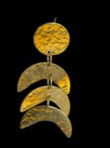 Multiple Crescent Shaped Hammered Brass Posted Earrings - Kenya 1