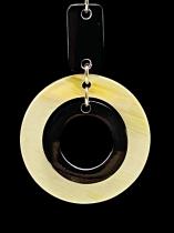 Circular Posted Black and Off White Horn Earrings 1
