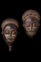 Pair of Portrait masks - Mblo - Baule People, Ivory Coast M57 - Sold