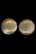 Pair of Etched Convex Metal Disk Pendants  with Drilled Hole