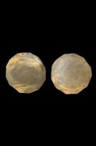 Pair of Etched Convex Metal Disk Pendants  with Drilled Hole 1