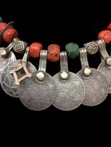 Old Moroccan Coin Necklace with Coral - Morocco - Sold 2