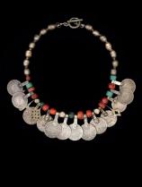 Old Moroccan Coin Necklace with Coral - Morocco - Sold 1