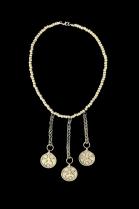 Necklace with Ethiopian Beads, and 3 Vintage Pendants