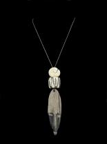 Ebony Wood Necklace, Batik Bone and Chank Shell Necklace