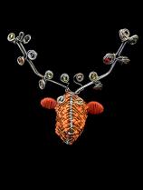 Bead & Wire Orange Reindeer Head Ornament - South Africa 1