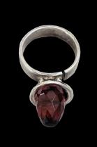 Sterling Silver and Faceted Red Cherry Colored Amber Ring - Size 7 1/2 3