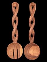 Carved-handle Sandalwood Servers - Kenya 