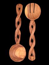 Carved-handle Sandalwood Servers - Kenya  1