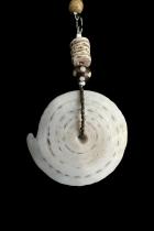 Conus Currency Shells and Ostrich Egg Shell Lariat Necklace 3