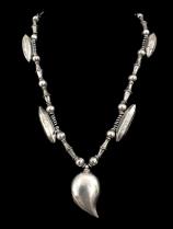 Silver Necklace with Teardrop Pendant - India