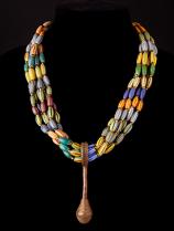 A six-string roped choker of old Venetian trade beads known as 