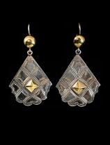 Contemporary Brass and Sterling Silver Tuareg Earrings
