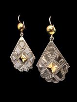 Contemporary Brass and Sterling Silver Tuareg Earrings 1
