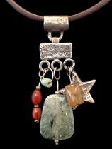 Sterling Silver Necklace Adornment with Indian Carnelian, Jade & Amazonite - Sold 1