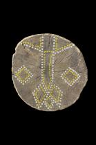 Wooden Stool with Yellow and White Inlaid Beads on Seat - Turkana People, northern Kenya #2 3