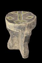 Wooden Stool with Yellow and White Inlaid Beads on Seat - Turkana People, northern Kenya #2